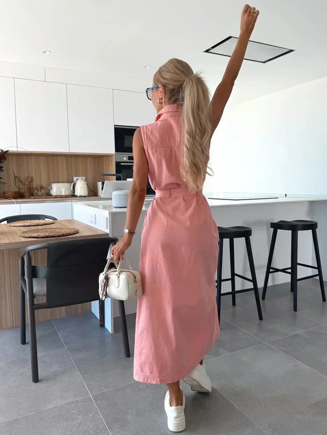 Cressida | Elegantes Fließendes Denim-Maxikleid