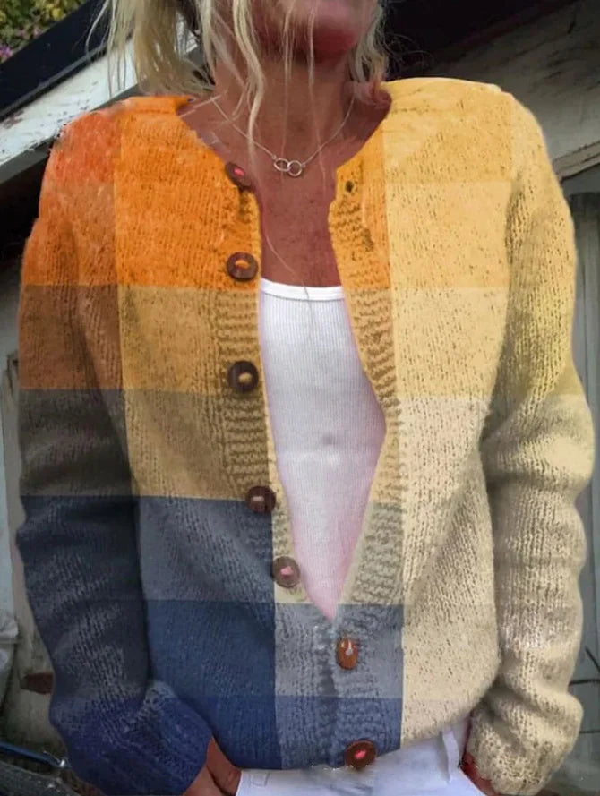 Klassische Strickjacke mit Blumenmuster für Damen