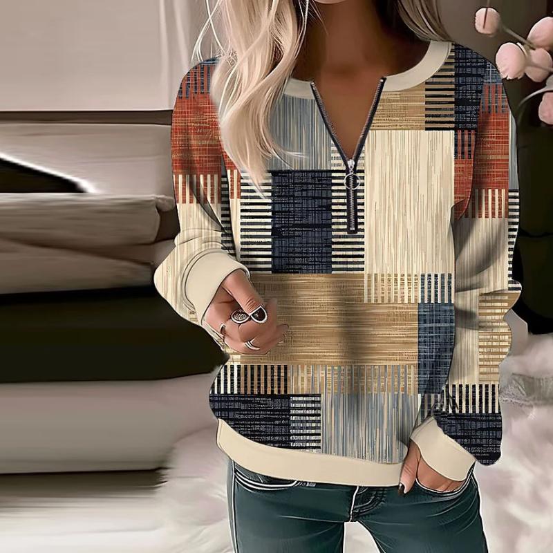 Lässige Farbe Block Hälfte Zip Pullover für Damen