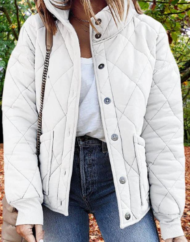 Steppjacke mit Knöpfen und Taschen für Damen