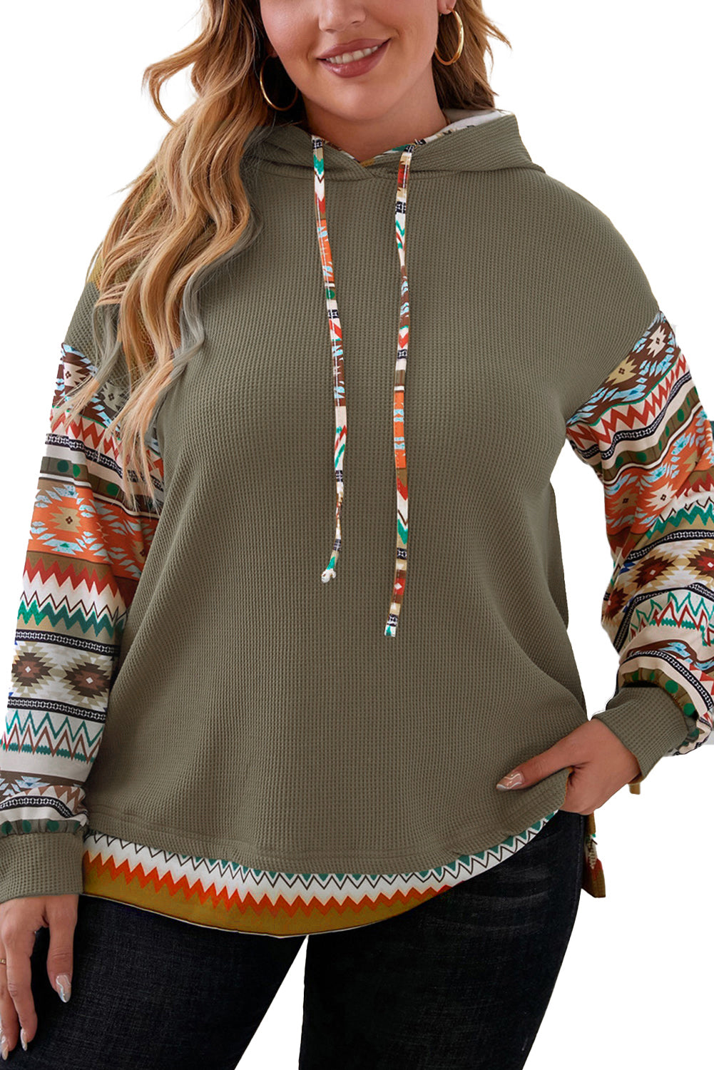 Azteken-Kapuzenpullover in Übergröße für Damen