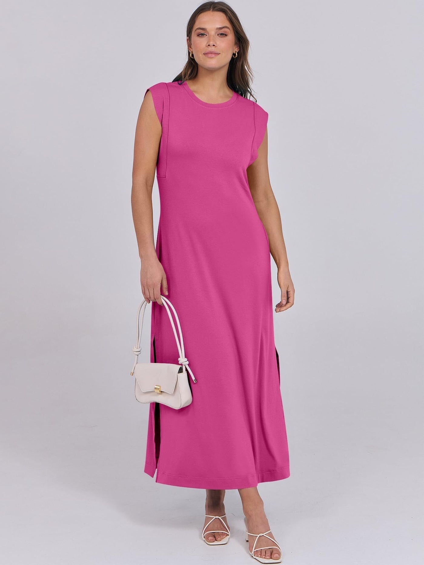 Breezeluxe Legeres Sommer-Maxikleid – Kurze Ärmel und Rundhalsausschnitt