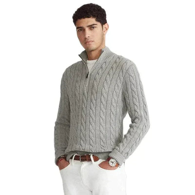 Strickpullover mit halbem Reißverschluss für Männer
