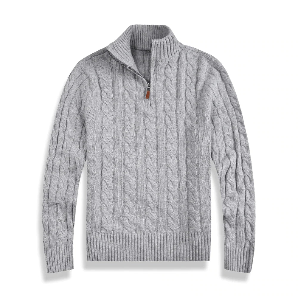 Strickpullover mit halbem Reißverschluss für Männer