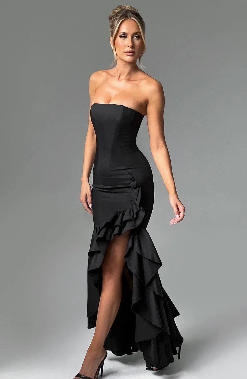 Xyrelle™ | Ärmelloses Maxikleid mit Schlitz und Rüschen