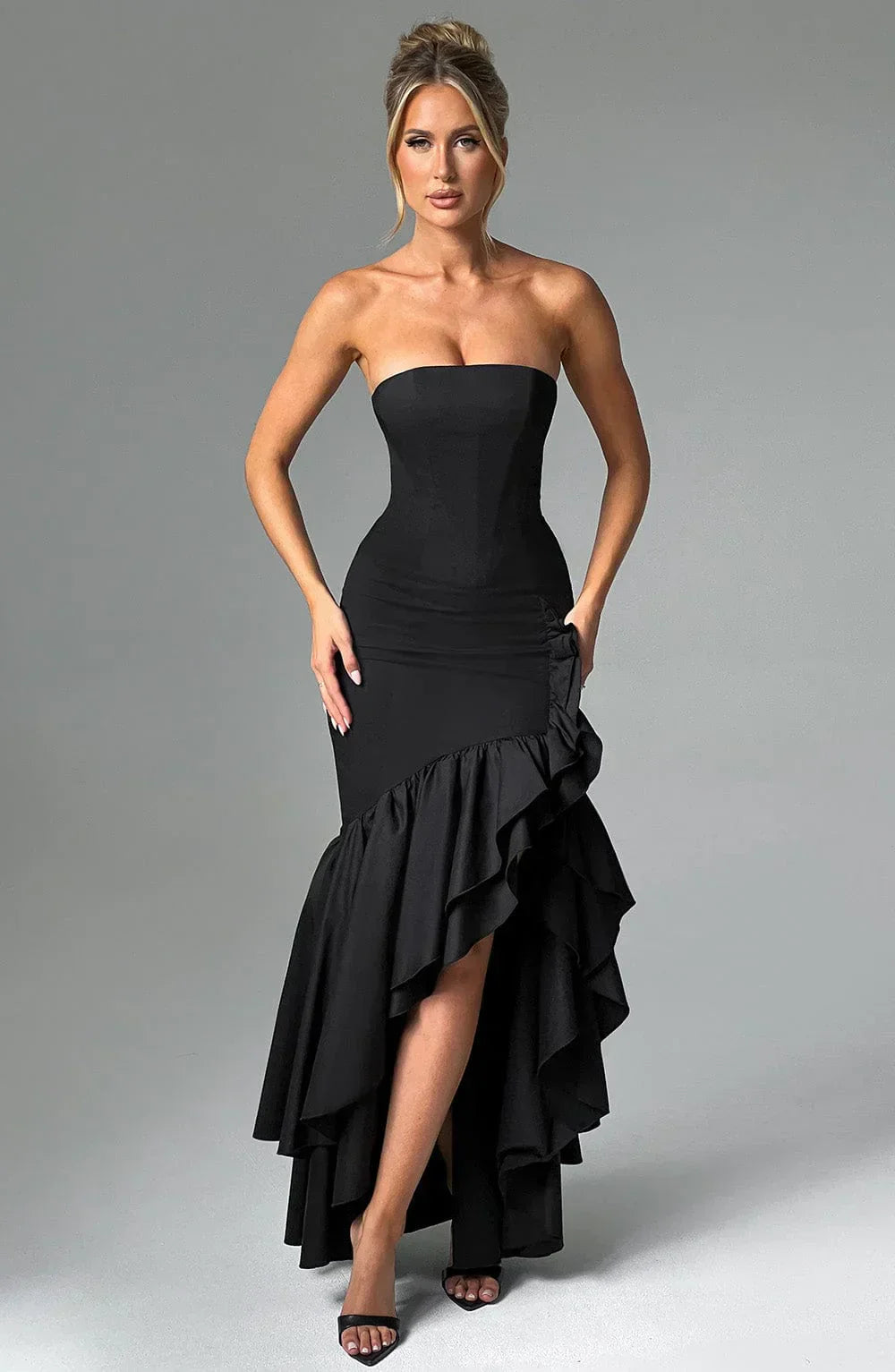 Xyrelle™ | Ärmelloses Maxikleid mit Schlitz und Rüschen
