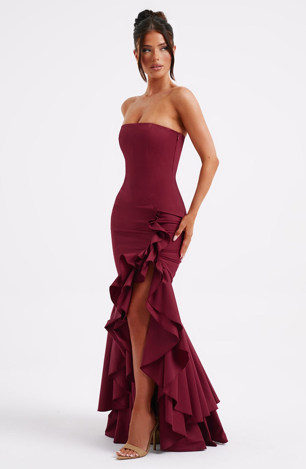 Xyrelle™ | Ärmelloses Maxikleid mit Schlitz und Rüschen