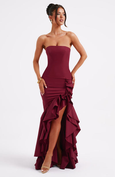 Xyrelle™ | Ärmelloses Maxikleid mit Schlitz und Rüschen