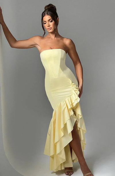 Xyrelle™ | Ärmelloses Maxikleid mit Schlitz und Rüschen