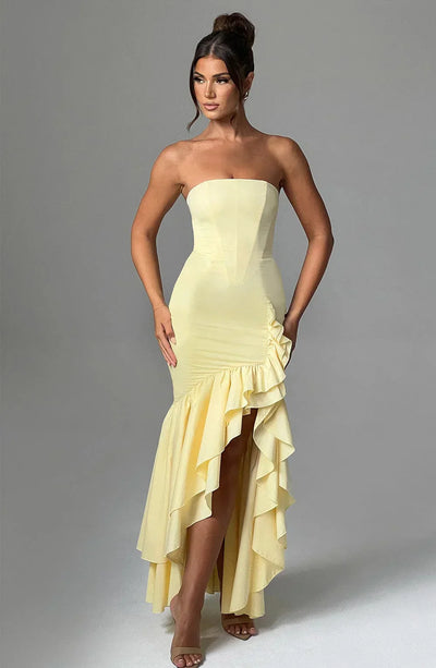 Xyrelle™ | Ärmelloses Maxikleid mit Schlitz und Rüschen