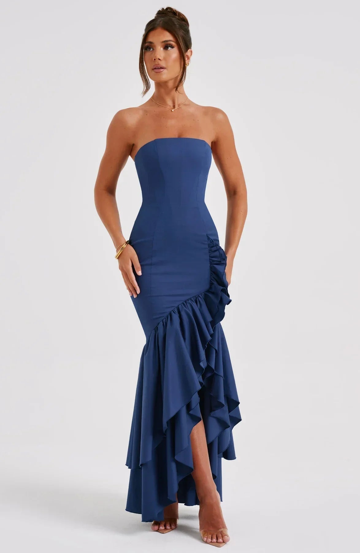 Xyrelle™ | Ärmelloses Maxikleid mit Schlitz und Rüschen