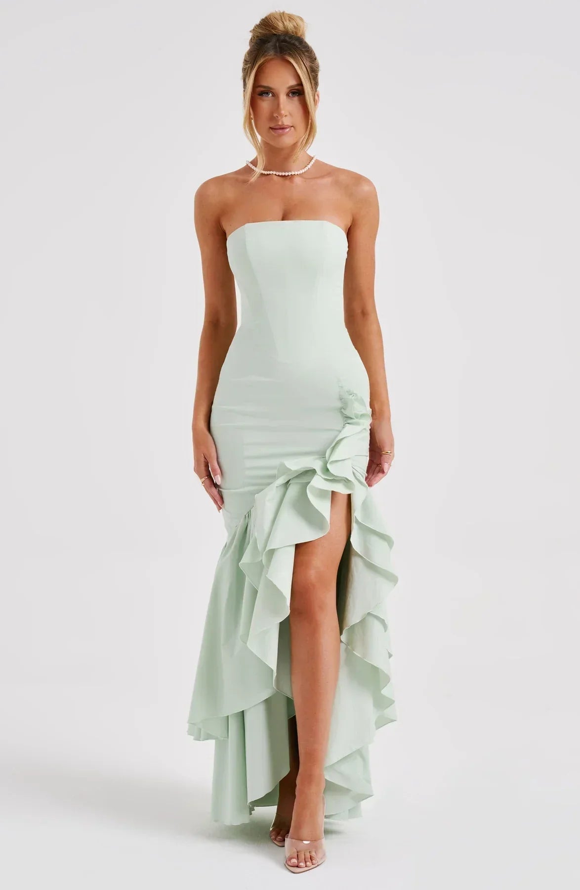 Xyrelle™ | Ärmelloses Maxikleid mit Schlitz und Rüschen