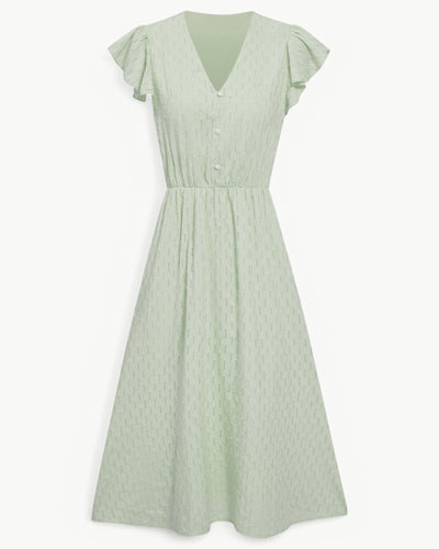 Lara™ | Kleid mit V-Ausschnitt und Rüschenärmeln