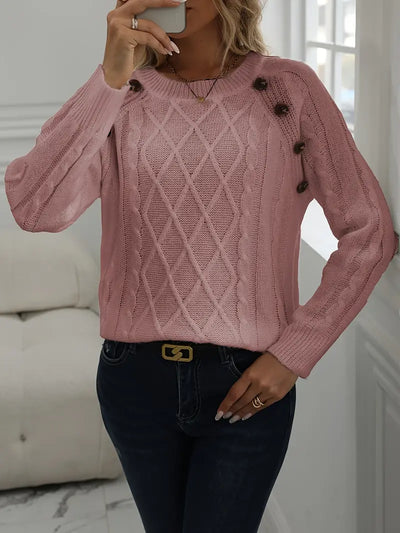 SOLIDER KABELSTRICKPULLOVER FÜR DAMEN | ELEGANTER WARMER STIL