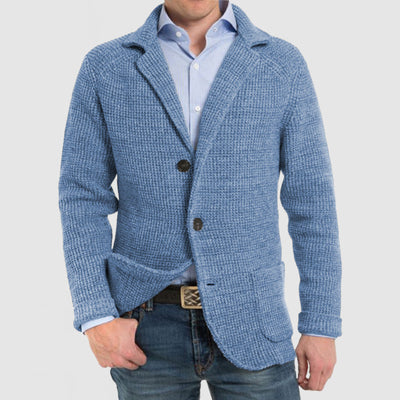 Waffelstrickjacke mit Gekerbtem Revers für Männer