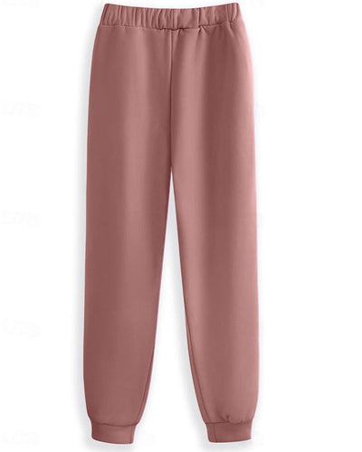 Rosa Jogginghose mit Fellbündchen für Damen
