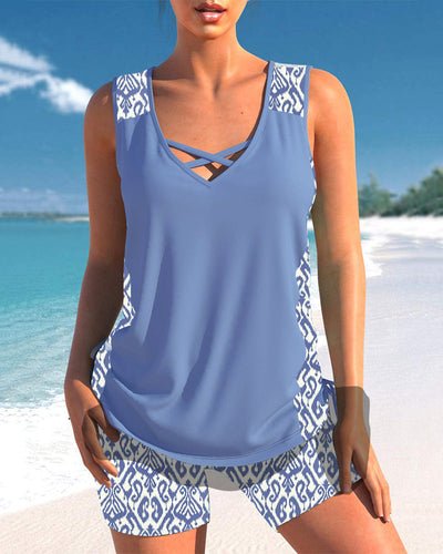 Helena - Tankini mit geometrischem Muster und V-Ausschnitt