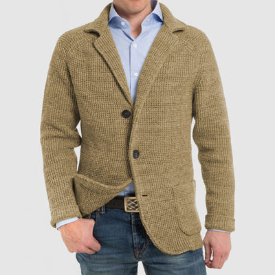 Waffelstrickjacke mit Gekerbtem Revers für Männer