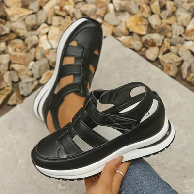Sandaletten für Damen - Bequeme Sommer-Platform Sandalen mit Klettverschluss