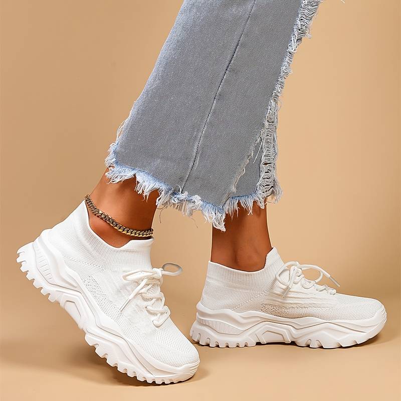 Sommerliche Sneaker für Damen - Bequeme Chunky Schuhe mit Fußbett für heiße Tage