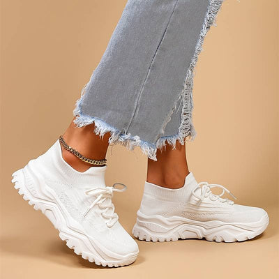 Sommerliche Sneaker für Damen - Bequeme Chunky Schuhe mit Fußbett für heiße Tage