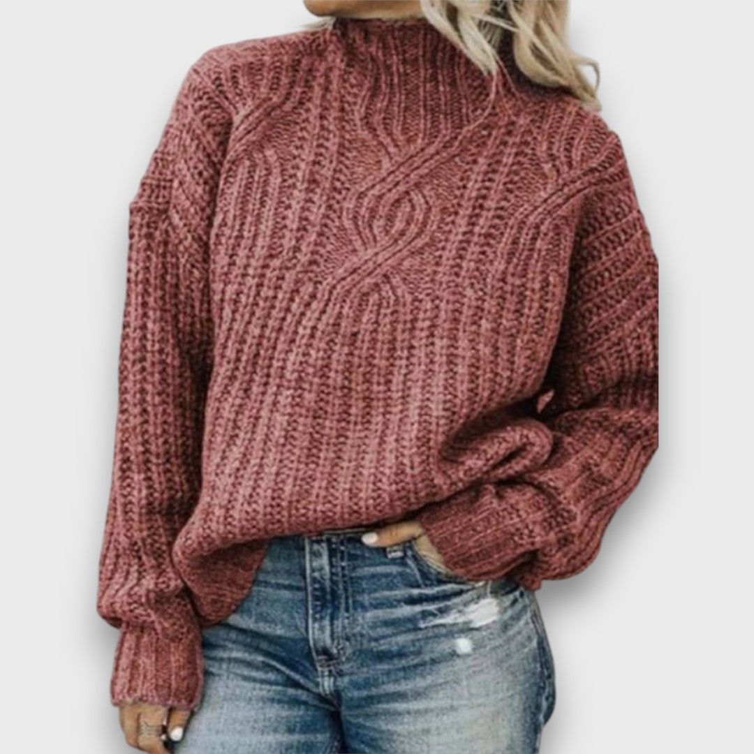 Alina – Retro Rollkragenpullover mit Zopfmuster