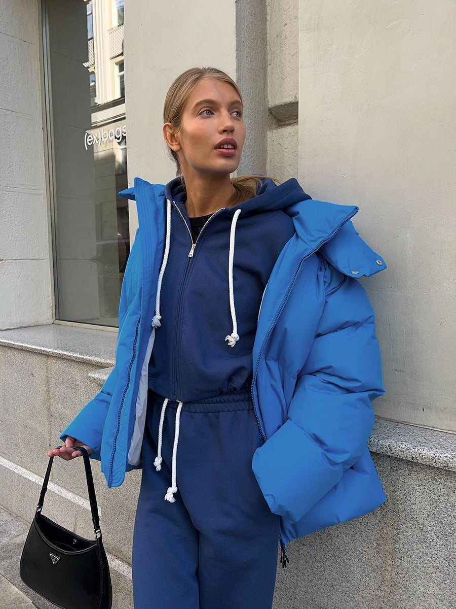 Übergroße Pufferjacke mit Kapuze für Damen