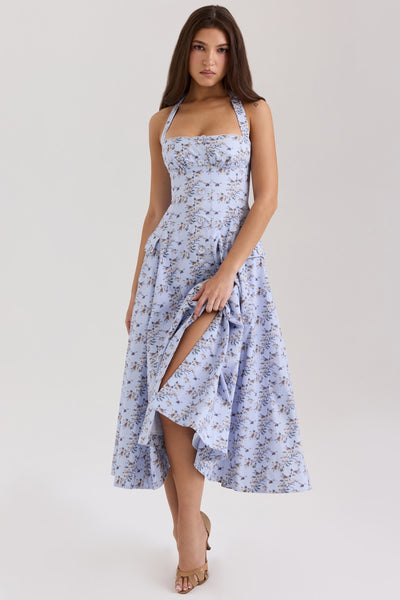 Belle - Midikleid mit Gänseblümchen-Print und Neckholder