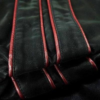 Schwarze Lederjacke mit Streifen für Herren