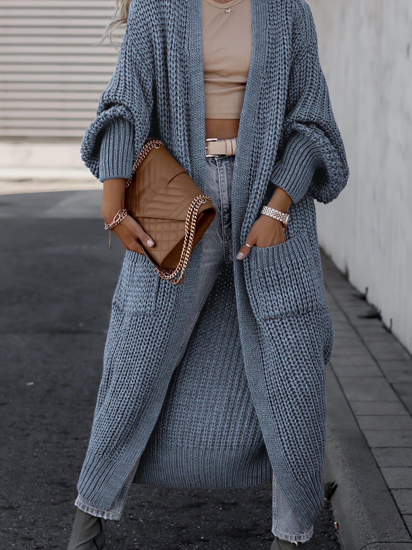 Lange Winter-Strickjacke für Frauen