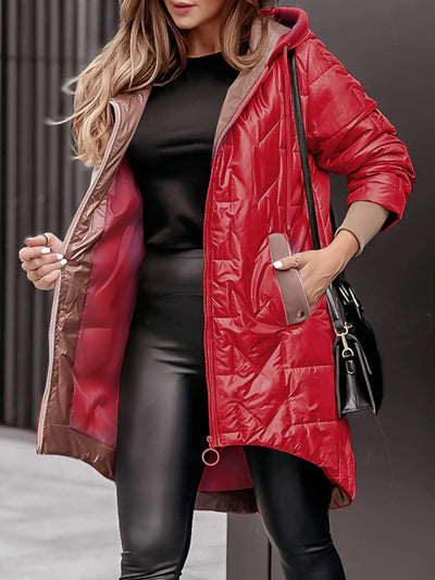 Chevron Steppmantel mit Kapuze für Damen