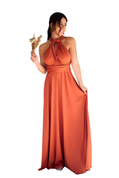 VersaGlam Elegante Convertible Abend Maxikleid – Fließend & Verstellbarer Sitz