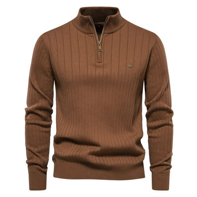Modischer Gerippter Halbzipper-Pullover für Männer