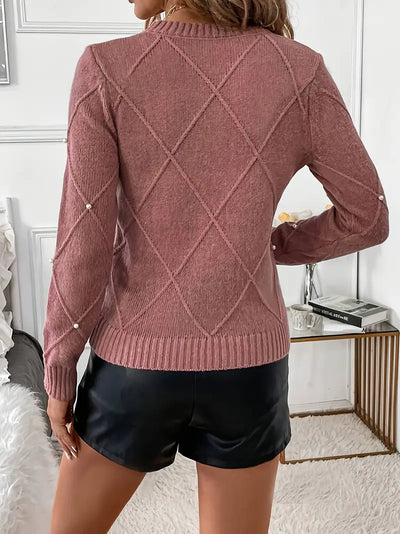 ELEGANTER PERLENVERZIERTER STRICKPULLOVER | STILVOLL UND KOMFORTABEL