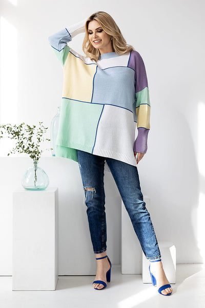 Oversized Strickpullover | Geometrisches Muster | Bequeme Passform