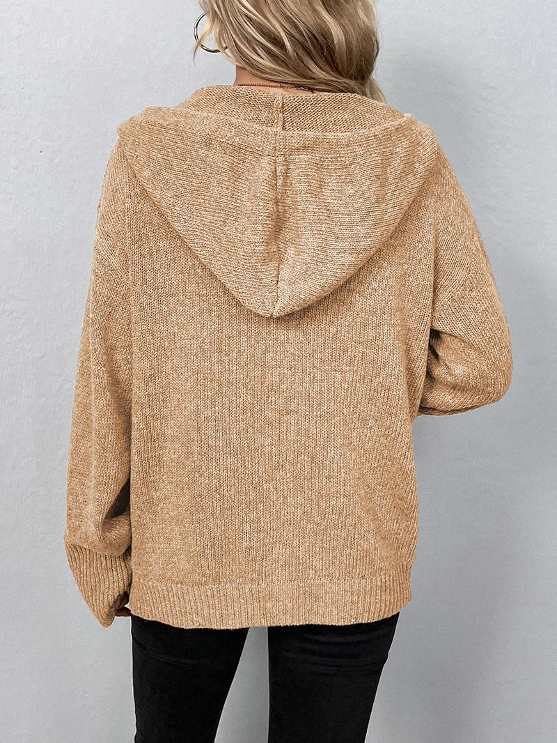 Grobe Strickjacke mit Kapuze für Damen