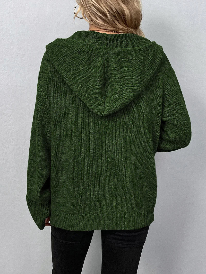 Grobe Strickjacke mit Kapuze für Damen