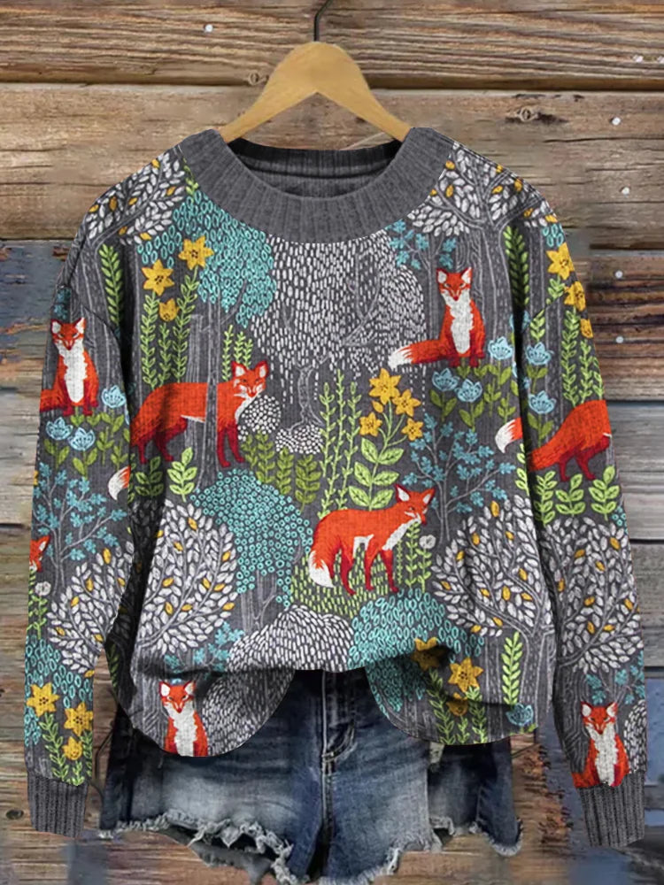 Wald Fuchs Rundhalspullover für Damen
