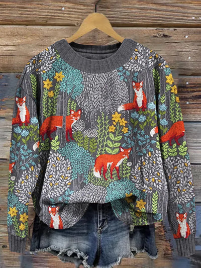 Wald Fuchs Rundhalspullover für Damen