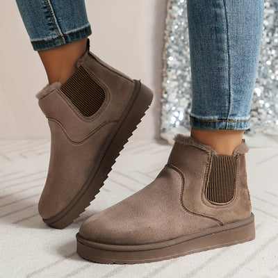 Winterschuhe Damen | Slip-On Stiefel Mit Elastischen Seitenteilen