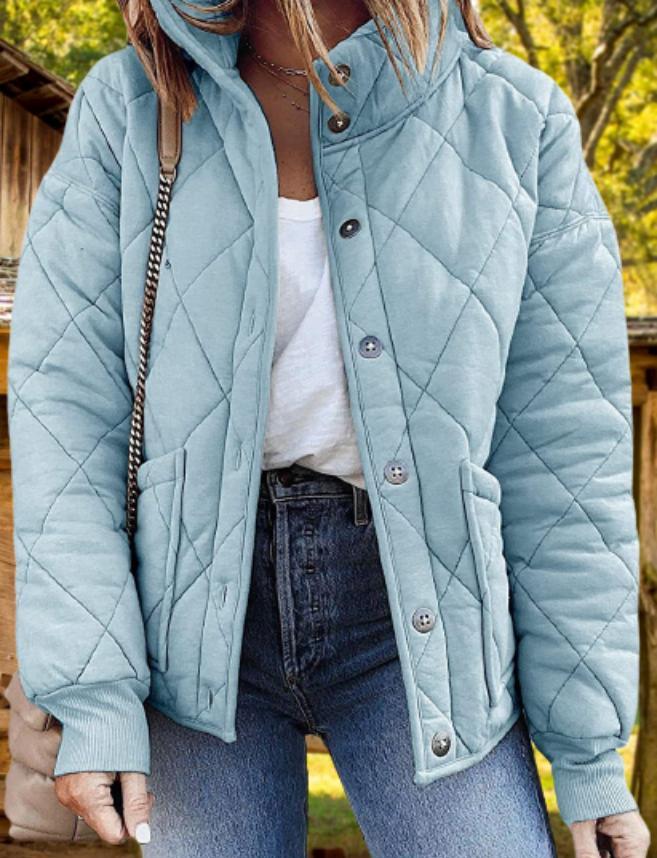 Steppjacke mit Knöpfen und Taschen für Damen