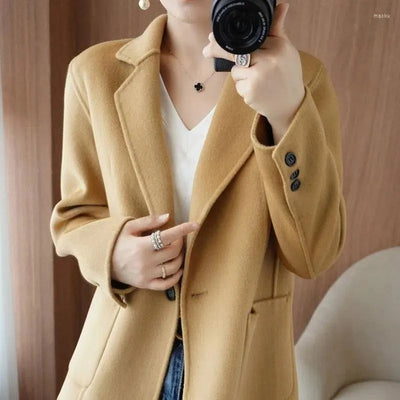 Klassischer Blazer mit gekerbtem Revers und Knopf für Frauen
