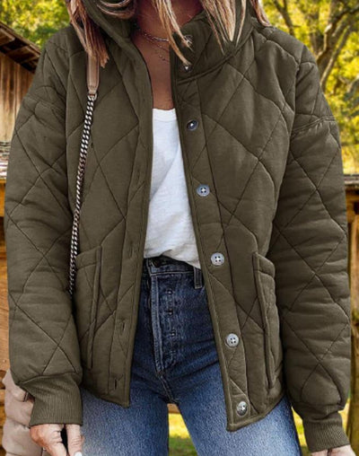 Steppjacke mit Knöpfen und Taschen für Damen