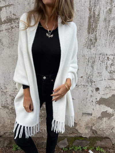 Lässige Fransenstrickjacke für Damen