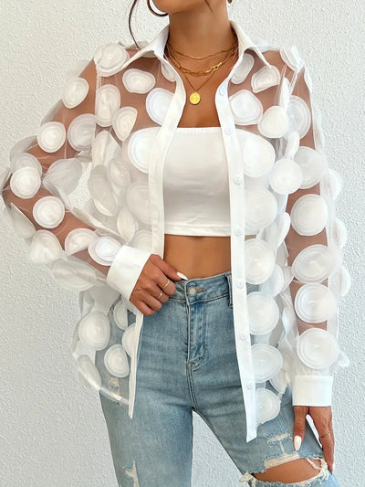 Bluse mit 3D-Effekt | Transparente Optik | Verspieltes Design