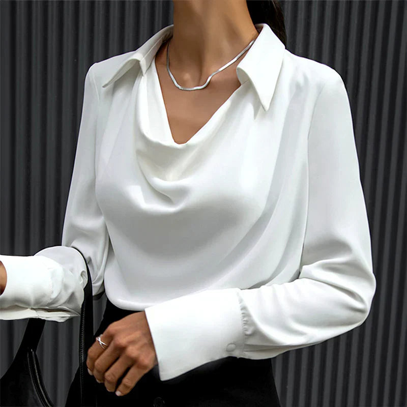 Araxie® | Satinbluse mit Wasserfallausschnitt