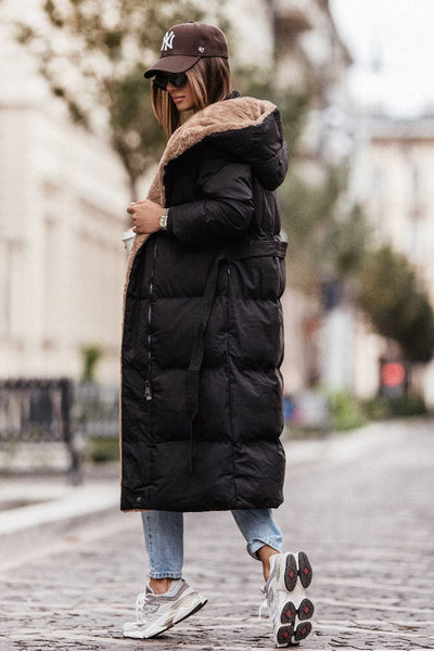Warmer Puffermantel mit Pelzbesatz für Damen
