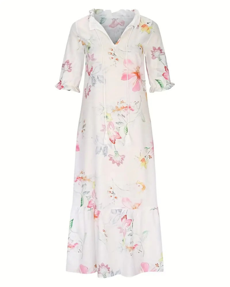 Damen bequemes geblümtes Sommerkleid | Maxi