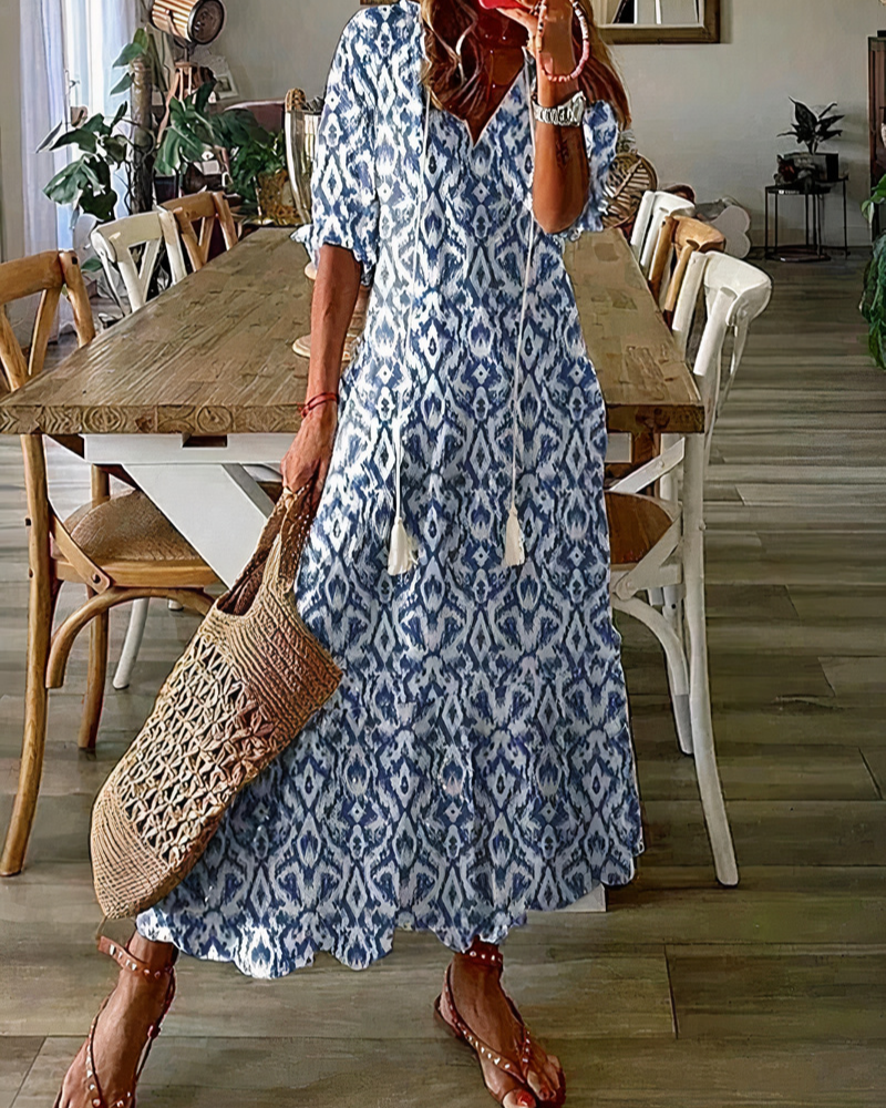 Damen bequemes geblümtes Sommerkleid | Maxi