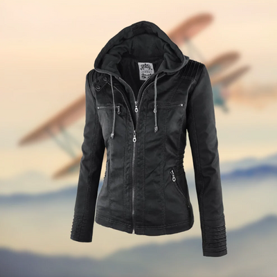 Damen Bikerjacke mit Kapuze | Warme